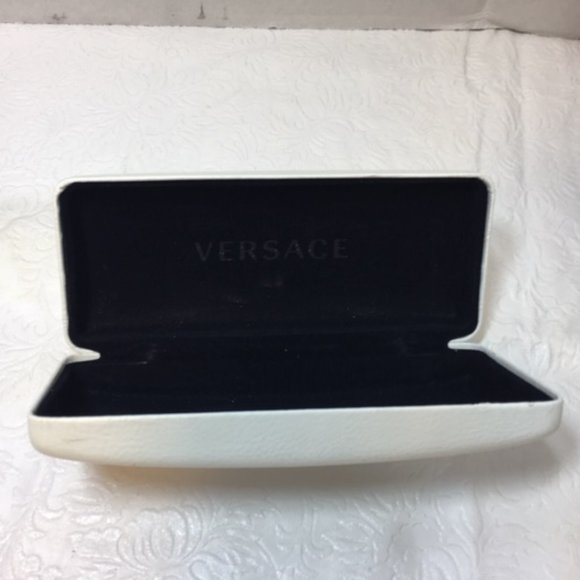 Versace Designer Eyeglass/Sunglass Case -Gold Letter Clamshell Hard Case White - Picture 4 of 7